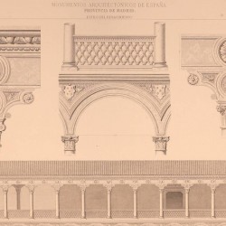Sección longitudinal y detalles del palacio arzobispal (Alcalá de Henares)