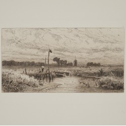 Dutch Landscape [lagoon with windmill and peasants]